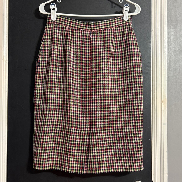 Evan Picone Vintage Wool Blend Multicolor Plaid Pencil Skirt Pockets Size: 8 - Picture 2 of 8